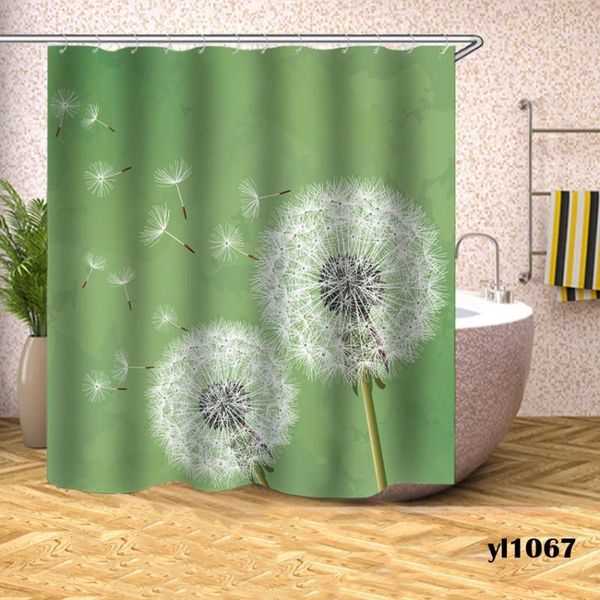 

dandelion shower curtains waterproof print bath curtain for bathroom bathtub large wide bathing cover 12pcs hooks rideau de bain1