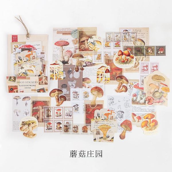 

60pcs retro collection art multi material deco diary material stickers scrapbooking planner decorative school stationery sticker wmtqmn