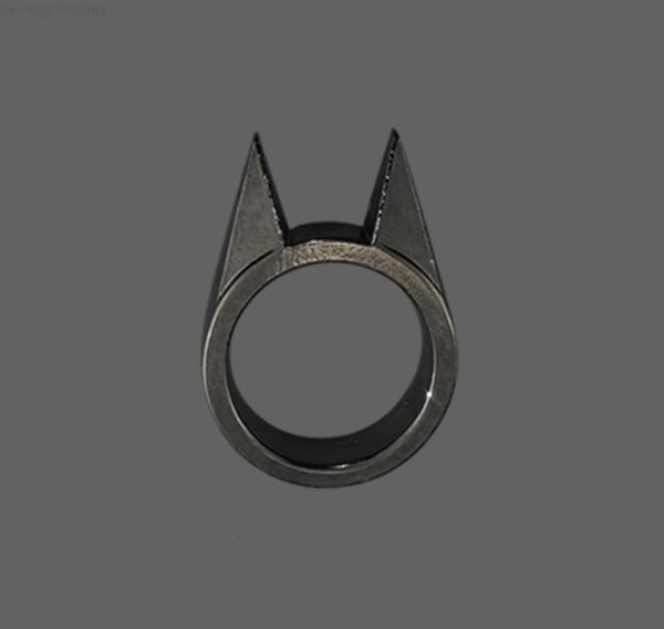 

survival cat steel ear self-defense safety stainless edc tool defensive ring for women men cute kitty, Silver