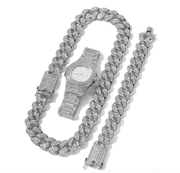

ожерелье цепи бедра мужские хмель ювелирные изделия 3 шт. out ожерелья цепи часы кубинские браслеты bling link hiphop алмаз со льдом jllfd c, Silver
