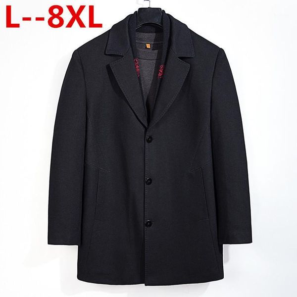 

plus 8xl 6xl 5xl winter men's casual wool trench coat fashion business long thicken slim overcoat jacket male peacoat brand1, Black;brown