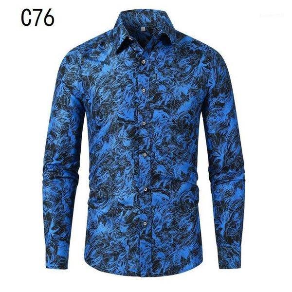 

men's casual shirts men's fashions 2021 autumn spring clothes shirt long sleeves big size hawaiian beach floral for man1, White;black