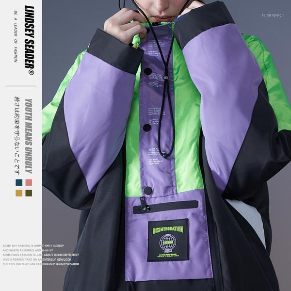 

women men's vintage harajuku pullover jackets hip hop floral print 2020 autumn windbreaker jacket patchwork streetwear coat1, Black;brown