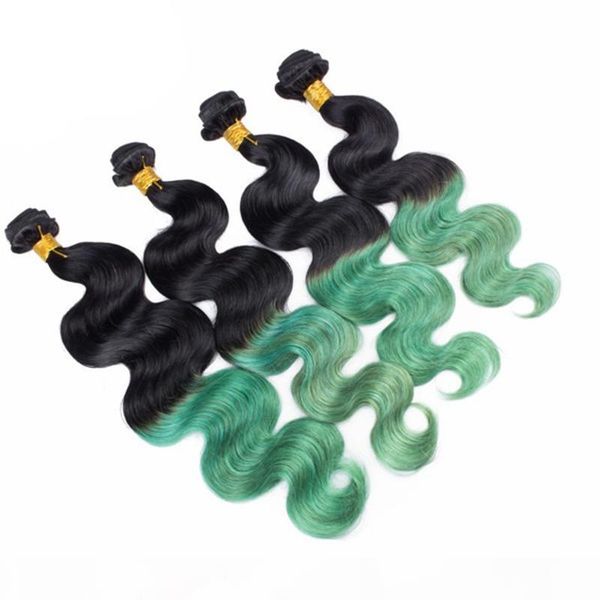 

3 bundles hair 1b green ombre hair bundles body wave virgin peruvian virgin hair ombre body wave weaves double weft 9a, Black;brown
