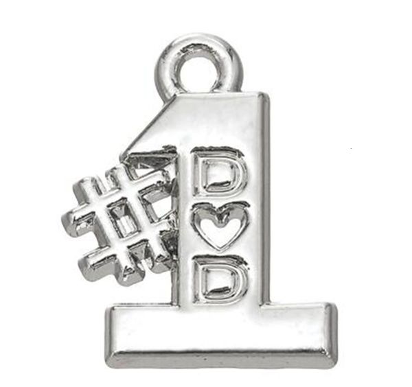 

gift number 1 dad charm metal father's day, Bronze;silver