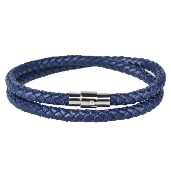 

men's magnetic buckle wrist strap double layer leather woven bracelet fashion simple hand line men's qylnsq