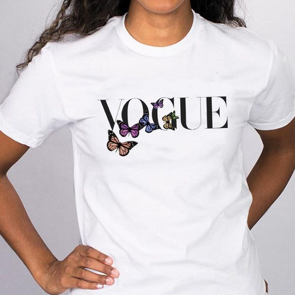 

women graphic letter butterfly elegant trend short sleeve 90s clothes print lady tees clothing female t shirt t-shirt, White