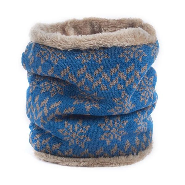 

scarves men women winter fleece lined xmas snowflake knitted tube scarf neck warmer outdoor sport ski climbing cycling gaiter, Blue;gray