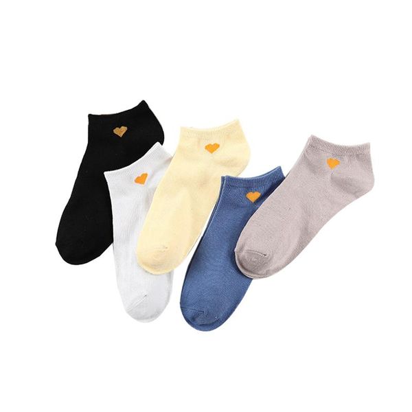 

socks & hosiery 5 pairs summer love women's boat thin all-match shallow mouth women cotton breathable, Black;white