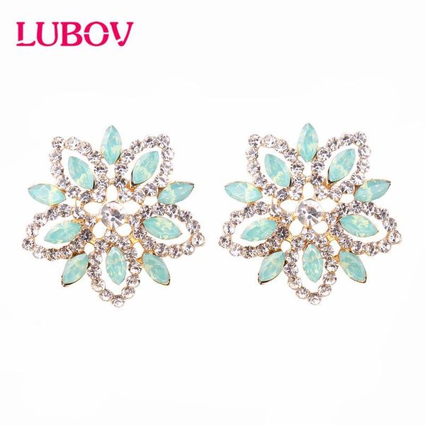 

lubov 2021 new korea exaggerate big flower earrings golden crystal opal stud earrings women friendly christmas gifts for girls, Golden;silver