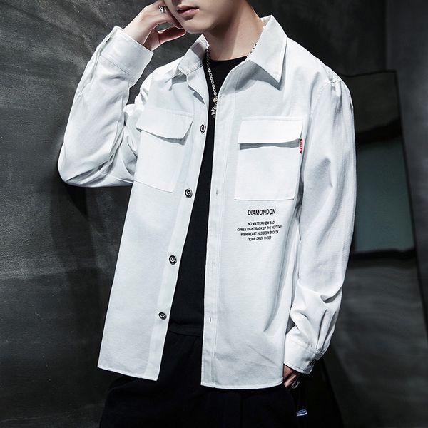 

2021 new men long sleeve vintage print button shirts fms0-g04 c1212, White;black