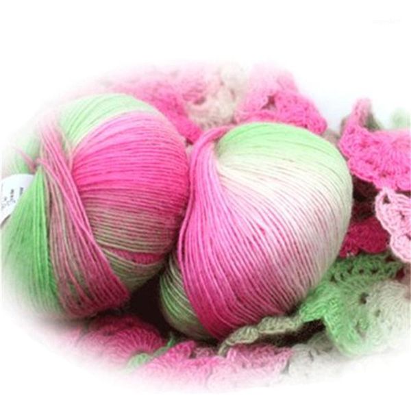 

1pc cotton yarn knitted chunky hand-woven woolen rainbow colorful scores needles crochet weave thread1, Black;white