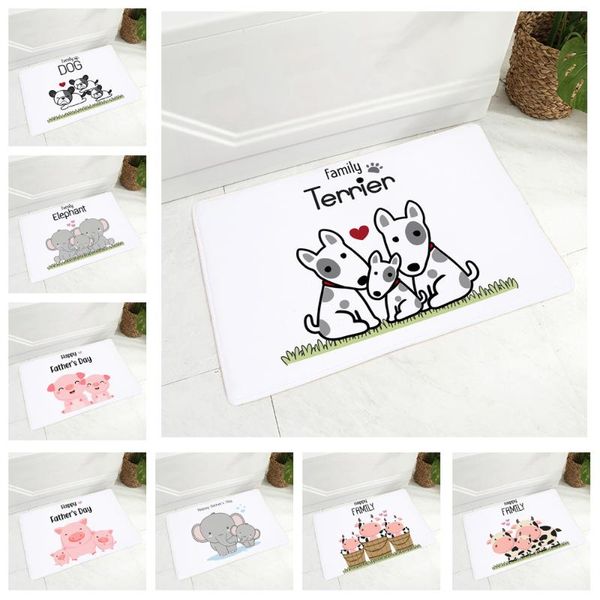 

cartoon dog elephant cow family doormat non-slip soft flannel carpet decor nordic animal floor animal door mat for hallway