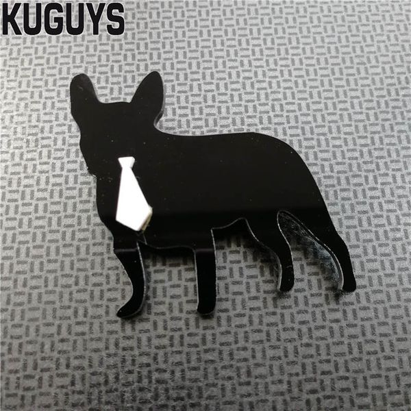 

fashion acrylic jewelry vintage black bulldog brooches animal collar brooch bag pins trendy accessories, Gray