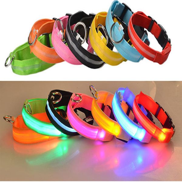 

factoryc3tdsafety nylon collar night led flashing glow in the dark dog leash,dogs luminous fluorescent collars pet supplies