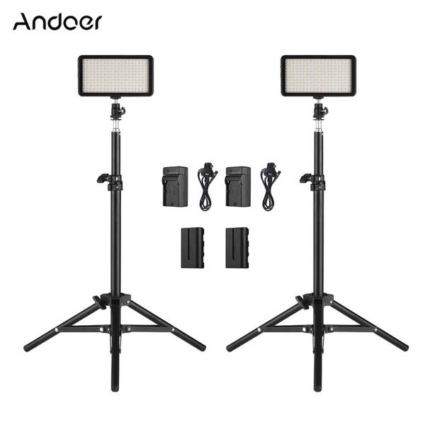 

andoer led video light kit 2pcs led video light+2pcs 72cm light stand+2pcs 7.4v battery & battery charger for ildc dslr cameras