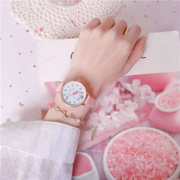 

children's female cartoon children's waterproof watch and anti falling pointer type korean version of junior high school students, Slivery;brown