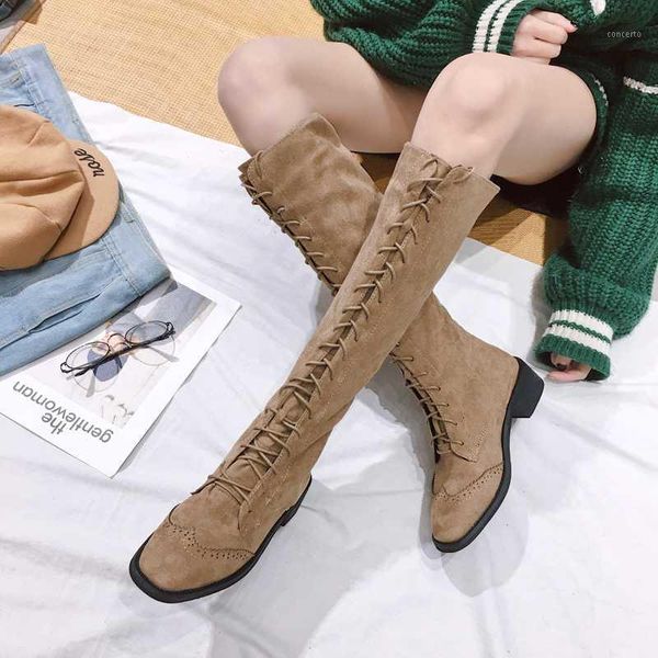 

brand luxury women motorcycle boots cross-tied female knee-high lace-up female winter leather boots high heels1, Black