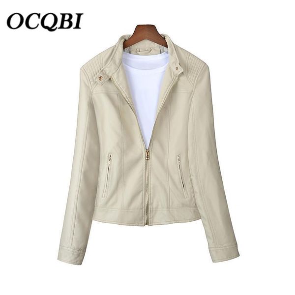 

2020 bomber motorcycle pu jacket ladies coat fashion casual bodycon streetwear khaki jacket, Black;brown