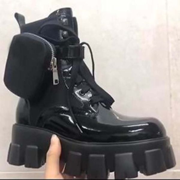 

оригинальный стиль prabrands new martin boots женские карманные сумки маффин платформа платформа boatkle boot mid-tube knight boots мотоцикл, Black