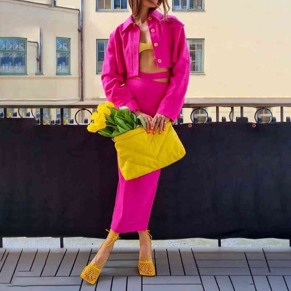 

two piece dress galcaur casual set for women lapel long sleeve coat high waist cut out midi skirts form fitted skirt suits female wbxa, White