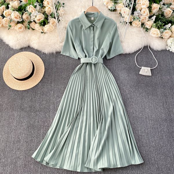 

2021 new elegant singiny feminine collar short stripes the line dressed summer streetwear long dress j3uz, Black;gray