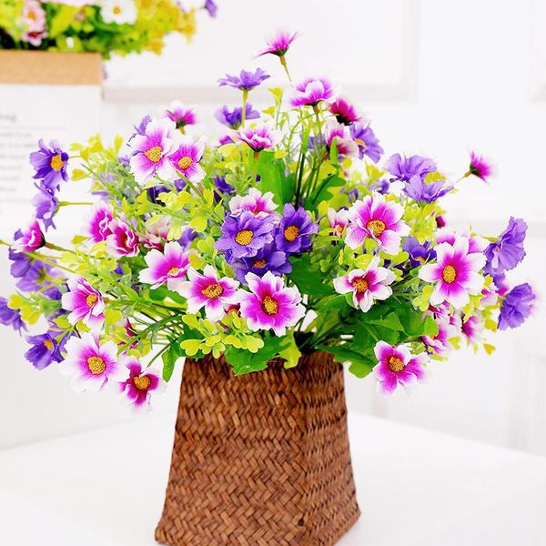

7 forks silk gerbera daisy artificial decorative fake flowers wedding flores bridal bouquet home room table garden party decor