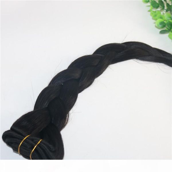 

straight brazilian human hair clip in hair extension 1b natural color human virgin hair african american 7pcs 120gram, Black