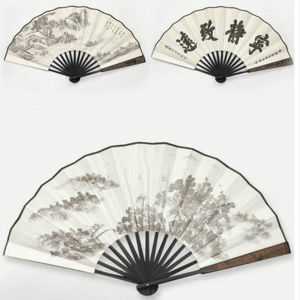 

party favor hand classical folding fan chinese style men silk vintage gentleman bamboo dance abanicos para boda