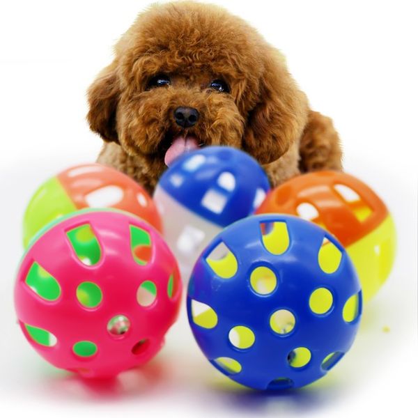 

hollow cute colourful cat ball with dog small bell wholesale pet puppy playing toys
