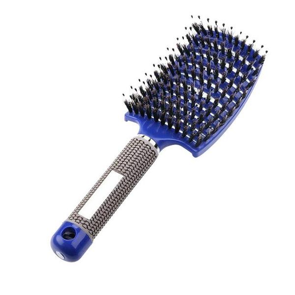 

detangling nylon brush women hair scalp massage comb bristle hairbrush wet curly detangle hair brush ontwarrende nylon borstel bbywwg, Silver