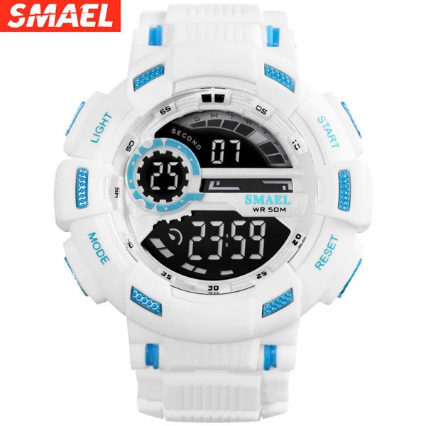 

smael smael dual display electronic watch multi function waterproof large dial luminous alarm clock student men's watch, Slivery;brown