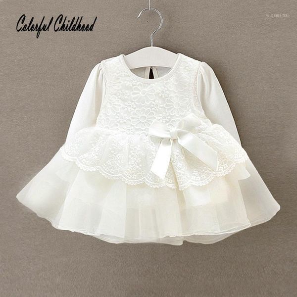 

girl's dresses sweet lace dress baby girl christening with bow rose elegant children's clothing long sleeve toddler kids 0 to 12m1, Red;yellow