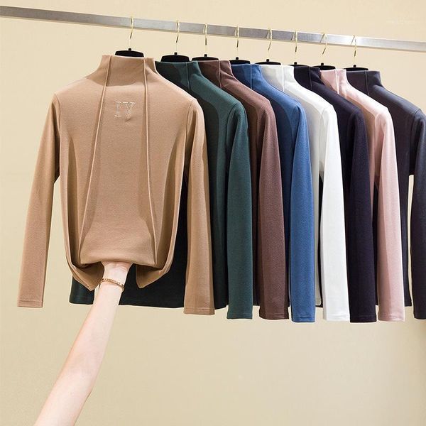 

thickened half high collar sweater women's autumn and winter frosting warm long sleeve, White;black