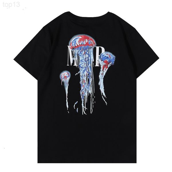 

mens womens 2022ss designer t shirts men fashion jellyfish graffiti printed t-shirt cotton casual tees short sleeve luxury hip, White;black