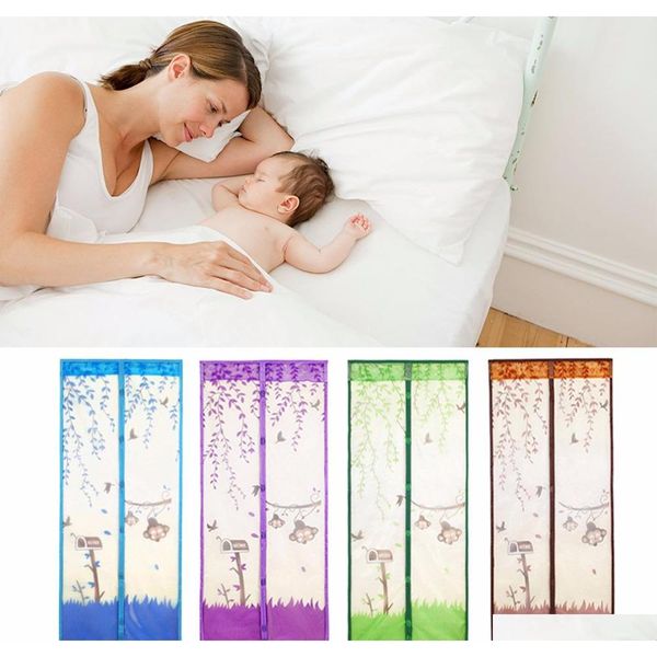

1 pc home magnetic mesh screen door mosquito net curtain protect kitchen window organza screen four colors qyltvc lipper