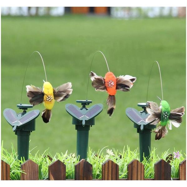 

solar power dancing flying butterflies fluttering vibration fly hummingbird flying birds garden yard decoration funny toys kha143