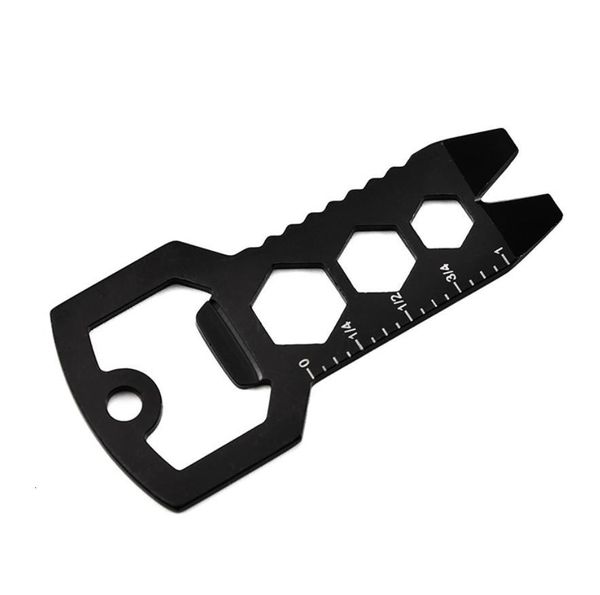 

hiking edc card keychain survival hunting multifunction utility stainless steel adventure camping outdoor pocket tools, Silver