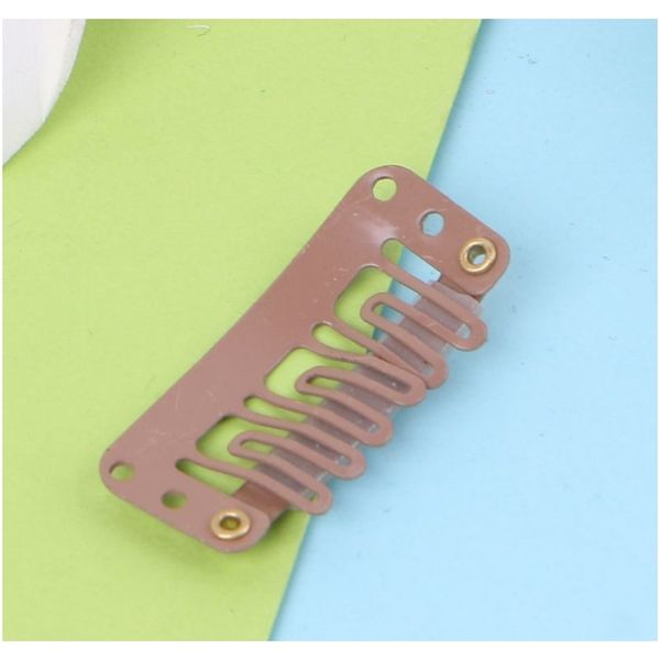 

32mm 10 pcs middle u brown snap hair clip for wig hair extension 32mm f jllrgo