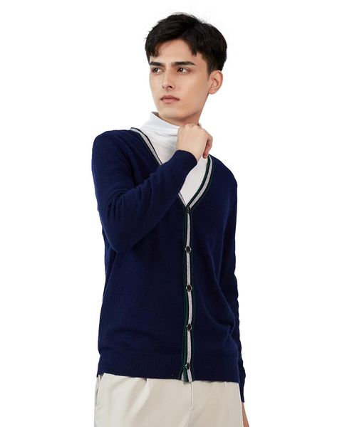 

zhili men's 100% cashmere supersoft marled cardigan sweater, White;black