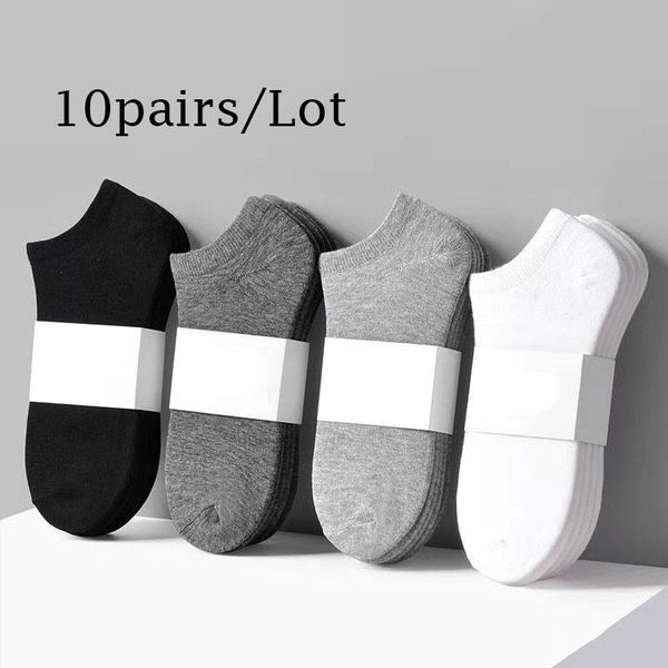 

socks & hosiery 10 pairs women men breathable sports solid color boat comfortable cotton ankle white black gary, Black;white