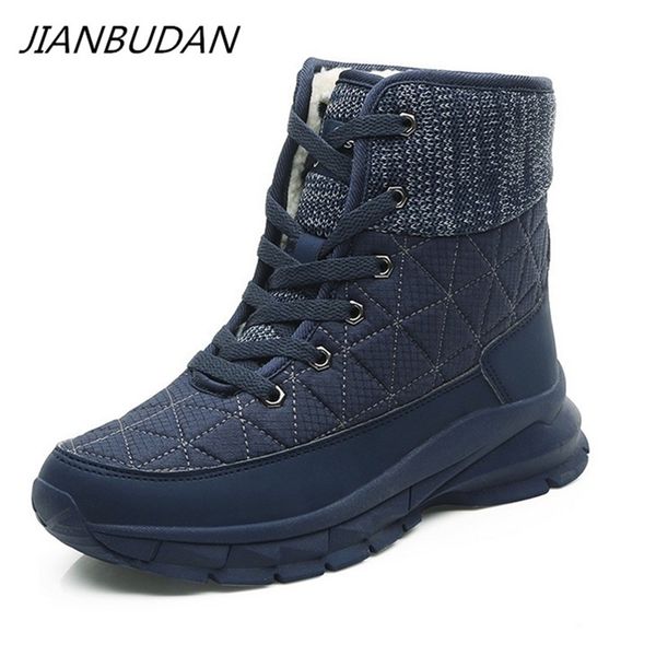 

jianbudan big size women's warm snow boots casual outdoor cotton shoes plush warm lace-up women's shoes 35-41 y200723, Black