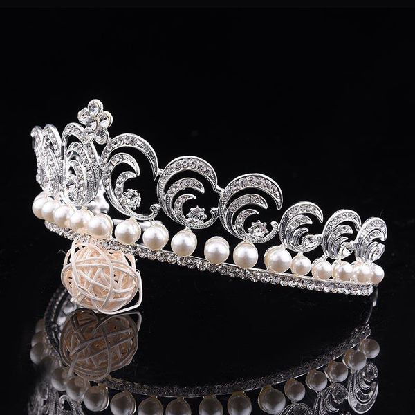 

hair clips & barrettes european fashion baroque crown wedding bride pearl tiara accessories bridal jewelry for women bh, Golden;silver