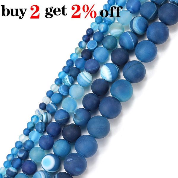 

1strand lot 4 6 8 10 12 мм синий мэтт природный камень полоса воздухов круглые свободные бусины для diy браслет ювелирные изделия уборки пос