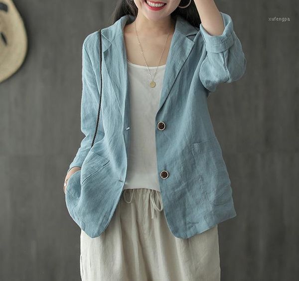 

summer jackets women retro loose all-match coat 2020 new turn-down collar cardigan button ladies casual jackets1, Black;brown