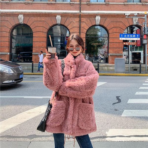 

women 2021 autumn winter teddy coat female fluffy jacket new fashion thick casual lamb faux fur coats fake fur overcoats c362, Black