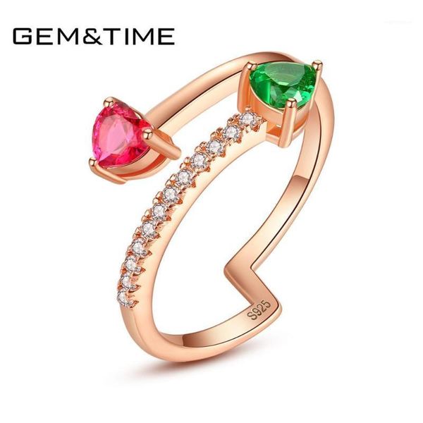 

Gem&Time Rose Gold Heart Topaz Ring For Women Real Sterling 925 Silver Ring For Women Korean Adjsutable Silver 925 Jewelry1, Golden;silver