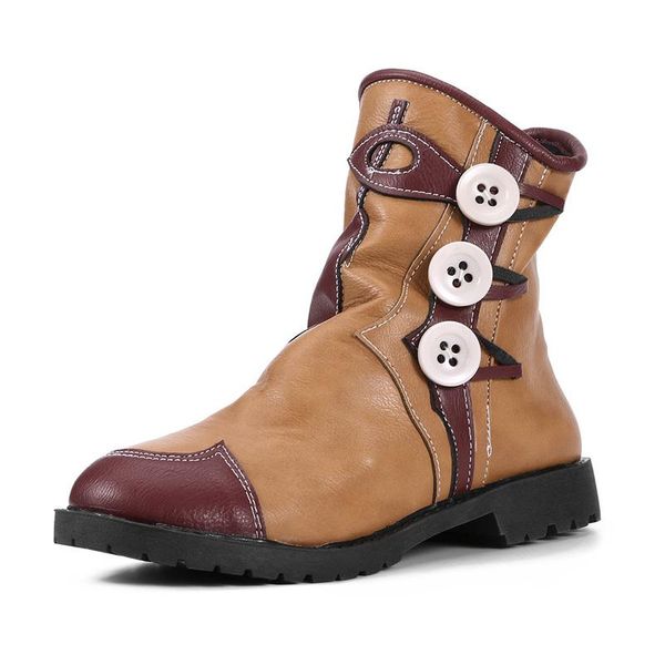 

2020 winte rsoft leather ankle boots handmade lady button flat shoes comfortable casual moccasins side women shoes 34-43 maziao, Black