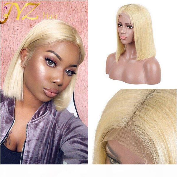 

jyz indian human hair full lace wig 130%150%density 613 blonde bob wigs straight lace front wig transparent swiss lace, Black;brown