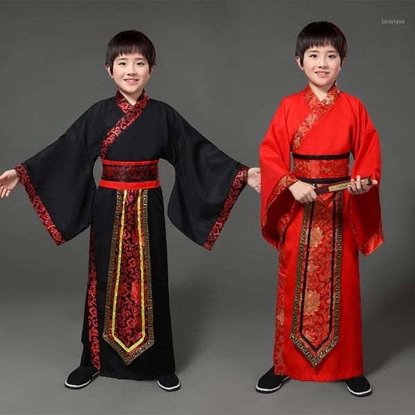 

boys traditional ancient chinese costume chinese traditional tang hanfu dress child clothing cosplay fairy dance kids children1, Black;red